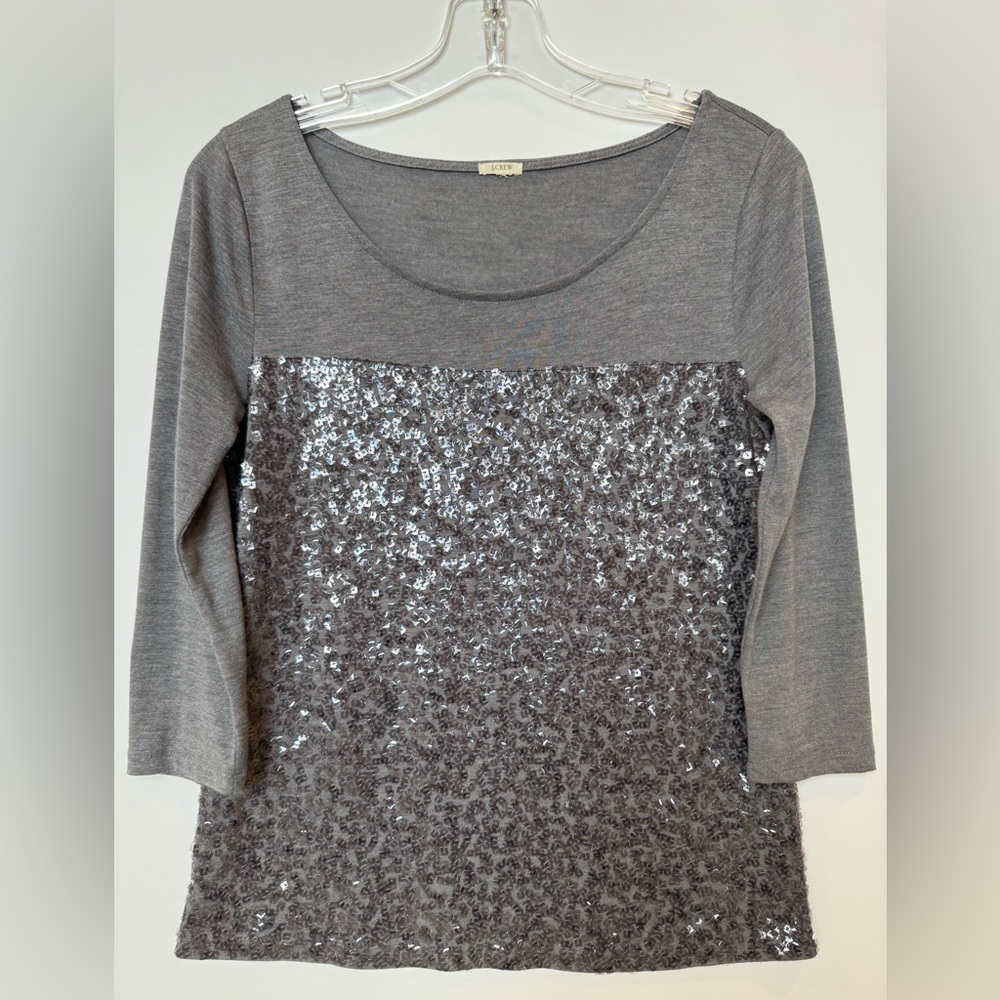 J. Crew Gray Sequin Top Women’s Small